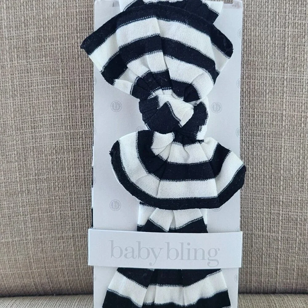 Baby Bling Headband baby White/Black Striped Baby Head Band Brand: Baby Bling
